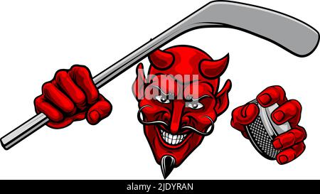 Diable Satan Hockey sur glace Cartoon de hockey sur glace Illustration de Vecteur