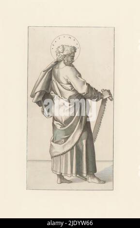 Apôtre Simon Zelotes, Christ et les douze apôtres (titre de la série), il Salvatore co'didici Apostoli (titre de la série), Imprimeur: Ferdinand Ruscheweyh, après peinture par: Rafaël, après impression par: Marcantonio Raimondi, 1827, papier, gravure, hauteur 160 mm × largeur 104 mm Banque D'Images