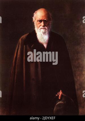 Charles Darwin (1809-1882), 1883. Par John collier (1850-1934). Naturaliste, géologue et biologiste anglais, mieux connu pour ses contributions à la biologie évolutionniste. Banque D'Images