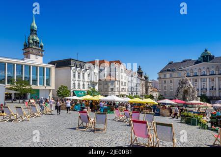 Spalicek a kasna Parnas, Zelny trh, Brno, Ceska republika / marché sur Zelny trh, ville de Brno, Moravie, République Tchèque Banque D'Images