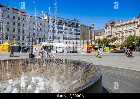 fontana, sloup morovy, Namesti Svobody, Brno, Ceska republika / fontaine, place Svoboda, ville de Brno, Moravie, République Tchèque Banque D'Images