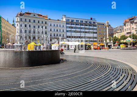 fontana, sloup morovy, Namesti Svobody, Brno, Ceska republika / fontaine, place Svoboda, ville de Brno, Moravie, République Tchèque Banque D'Images