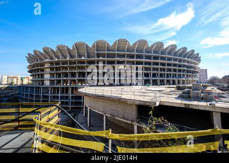 Valence, Espagne; 13th janvier 2020: Nouveau stade Mestalla, les travaux sur le nouveau stade Valencia CF ont été paralysés depuis 2009. Banque D'Images