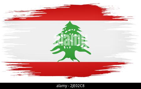 Pinceau coloré dessiné à la main peint drapeau national du Liban. Modèle pour bannière, carte, publicité, publicité TV, publicité, web concevoir un Banque D'Images