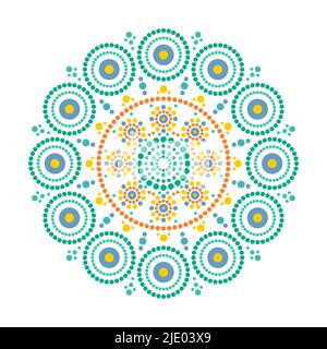 Peinture de points mandala.Décoration fantaisiste de style tribal.Déco cercle aborigène. Illustration de Vecteur