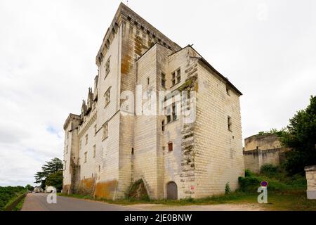 Le château de Montsoreau est un château de style gothique tardif construit dans le lit de la Loire. Il est situé dans le bourg de Montsoreau. Maine-et-Loire par Banque D'Images