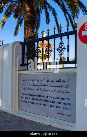 Tanger, Maroc - 21 janvier 2022 : le signe du cap Spartel à Tanger Banque D'Images