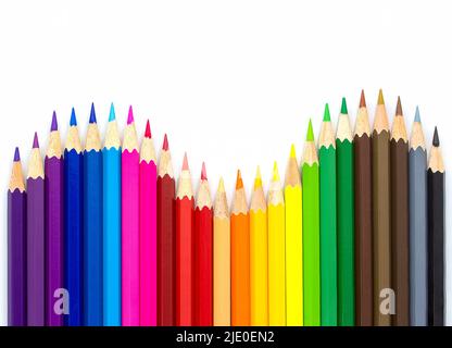 Crayons de couleur isolé sur fond blanc.Close up Banque D'Images