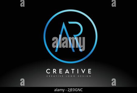Lettres AR bleu fluo logo Design Slim. Illustration du concept simple et créatif Clean Letter. Illustration de Vecteur