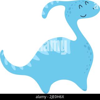 Clipart Parasaurolophus, en style dessin animé. Adorable dinosaure clip Art. Illustration vectorielle d'un Parasaurolophus pour autocollants, invitation pour la douche de bébé Illustration de Vecteur