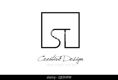 La Place St lettre encadrée vecteur de conception de logo de noir et de blanc. Illustration de Vecteur