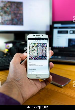 Belgrade, Serbie - 23 juin 2022: Beeple, les 5000 premiers jours de la série Everydays vendu à Christie’s pour 69,3 millions de dollars (38525 ETH). Le plus famo Banque D'Images