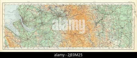 Nord-Ouest de l'Angleterre. Peak District Merseyside Manchester ORDNANCE SURVEY 1922 carte Banque D'Images