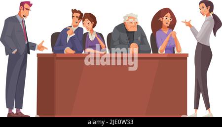 Justice de droit avec tribunes en bois et illustration de scénario de jury de procès Illustration de Vecteur