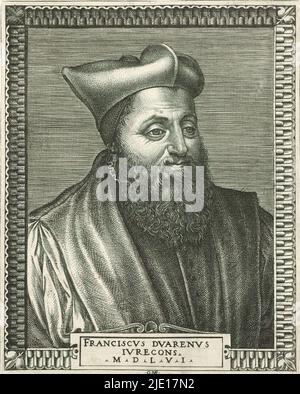 Portrait de François Duaren, professeur de droit à l'Université de Bourges, imprimerie : Giorgio Ghisi, (mentionné sur objet), Italie, 1556, papier, gravure, hauteur 140 mm × largeur 113 mm Banque D'Images