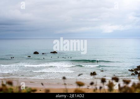 Surf Spot Dunas de Liencres, Cantabrie, Espagne Banque D'Images