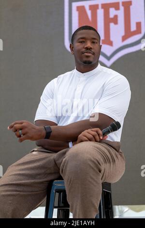 Cannes, France, 24 juin 2022, Kelvin Beachum (athlète NFL) a assisté à Bold and Undeterred - la NFL transforme sa marque au Festival Lions de Cannes - Festival international de créativité © ifnm press / Alay Live Banque D'Images