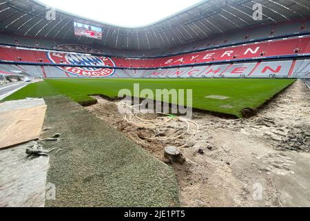 Munich, Allemagne. 22nd juin 2022. Allianz Arena de Munich est en cours de reconstruction, chantier, travaux de construction. Football 1st Bundesliga, saison 2022/2023. Credit: dpa/Alay Live News Banque D'Images