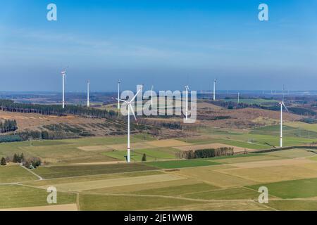 Vue aérienne, éolienne Auf'm Mühlstein, Brilon, pays aigre, Rhénanie-du-Nord-Westphalie, Allemagne, DE, Europe, photographie aérienne, vue aérienne, oeil-d'oiseau Banque D'Images