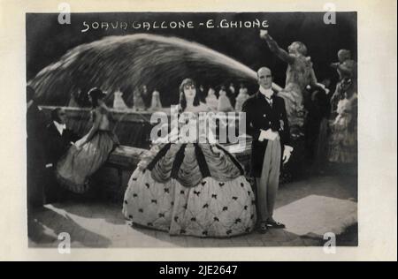 Portrait de Soava Gallone et Emilio Ghione à la cavalcava ardente (1925) - film italien silencieux Banque D'Images