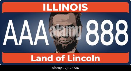 Plaques d'immatriculation de véhicule marquant dans l'illinois aux États-Unis d'Amérique, plaques d'immatriculation de véhicule.numéros d'immatriculation de véhicule de différents États américains. Imprimé vintage Illustration de Vecteur