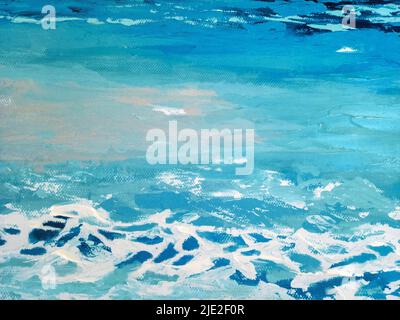 Eau de mer moderne abstrait avec peinture acrylique texturée Banque D'Images