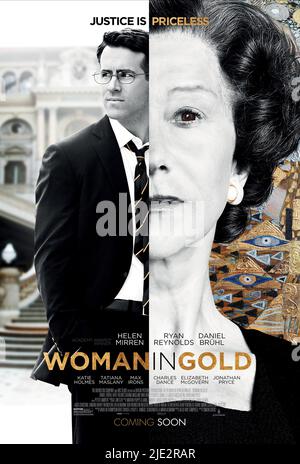 RYAN REYNOLDS, Helen Mirren, AFFICHE DE LA FEMME EN OR, 2015 Banque D'Images