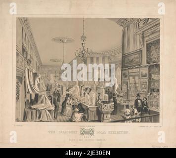 Intérieur de la salle du Conseil pendant l'exposition locale de Salisbury, 1852, l'exposition locale de Salisbury, 1852. Planche 1, la Chambre du Conseil (titre sur objet), intérieur avec hommes, femmes et enfants regardant les produits exposés. Sur la droite le stand de Roe libraires, probablement Edward Roe de Salisbury. Sous les armoiries de Salisbury., imprimeur: John Brandard, (mentionné sur l'objet), après dessin: Walter Francis Tiffin, (mentionné sur l'objet), imprimeur: M. & N. Hanhart, (mentionné sur l'objet), imprimeur: London, éditeur: Salisbury, 1852, papier, hauteur 388 mm × largeur 461 mm Banque D'Images