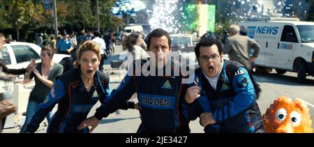 MICHELLE MONAGHAN, ADAM SANDLER, Josh GAD, pixels, 2015 Banque D'Images