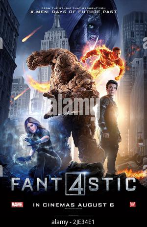 KATE MARA, LA CHOSE, Michael B. JORDAN, MILES TELLER, affiche les quatre fantastiques, 2015 Banque D'Images