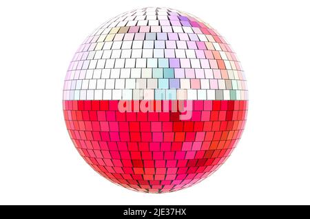 Boule disco miroir avec drapeau polonais, 3D rendu isolé sur fond blanc Banque D'Images