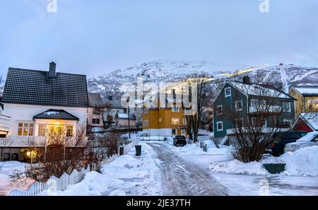 Ville de Narvik en Norvège en hiver Banque D'Images