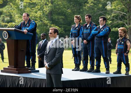 JAMES,MONAGHAN,SANDLER,GAD,DINKLAGE, PIXELS, 2015 Banque D'Images