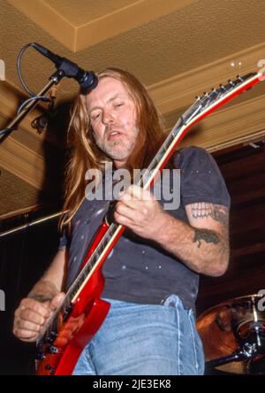 Le guitariste américain Gregg Allman se présente au Hard Rock café de Londres, en Angleterre, en 1991. Banque D'Images