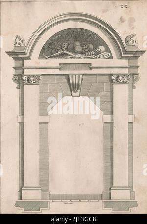 Porte au cimetière près de Westerkerk, Architectura moderna ofte Bouwinge van onsen tyt (titre de la série), vue de face et plan de l'extérieur. Plaque XX., imprimerie: Anonyme, après dessin par: Hendrick de Keyser (I), éditeur: Cornelis Danckerts (I), Amsterdam, 1631, papier, gravure, hauteur 327 mm, largeur 228 mm Banque D'Images