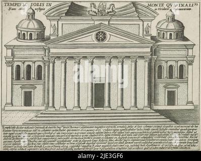 Tempio del Sole à Rome, Templum Solis à Monte Quirinali (titre sur objet), monuments anciens (titre de série), splendeur des Antiquae Urbis (titre de série), texte en latin en marge inférieure. Numéroté en haut à droite : 33. L'imprimé fait partie d'un album., imprimeur: Giacomo Lauro, imprimeur: Giacomo Mascardi, imprimeur: Rome, in or after 1637, papier, gravure, hauteur 175 mm × largeur 232 mm Banque D'Images