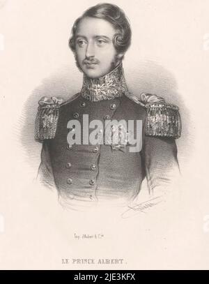 Portrait d'Albert, prince de Saxe-Coburg et Gotha, imprimerie : Bernard Romain Julien, (mentionné sur l'objet), imprimeur : Aubert & Cié, (mentionné sur l'objet), éditeur : Aubert & Cié, (mentionné sur l'objet), Paris, 1840 - 1847, papier, hauteur 185 mm × largeur 152 mm Banque D'Images