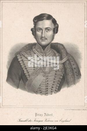 Portrait d'Albert, prince de Saxe-Coburg et Gotha, imprimerie: Anonyme, éditeur: Winckelmann & Söhne, (mentionné sur l'objet), Berlin, 1840 - 1899, papier, hauteur 362 mm × largeur 252 mm Banque D'Images