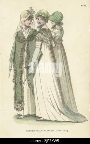 Magazine des Fashions féminins de Londres et de Paris. N° 16: London Walking Dress, juin 1799, éditeur: Richard Phillips, Londres, 1799, papier, gravure, hauteur 213 mm × largeur 130 mm Banque D'Images