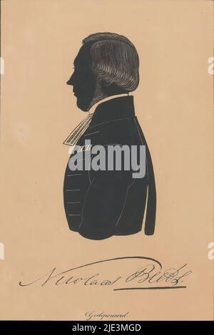 Portrait de la silhouette de Nicolaas Beets, sous le portrait la signature de la dépeint., imprimerie: Pieter Barbiers (IV), (éventuellement), pays-Bas, 1809 - 1848, papier, hauteur 153 mm × largeur 106 mm Banque D'Images