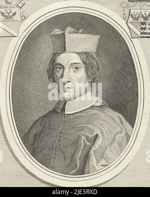 Portrait du cardinal Ferdinando d'Adda Ferdinandvs SRE presbyter die XIII febrvarii MDC XC, imprimerie: Jacques Blondau, (mentionné sur l'objet), après: Antonio Lesma, (mentionné sur l'objet), éditeur: Giovanni Giacomo de'Rossi, (mentionné sur l'objet), imprimerie: Inconnu, éditeur: Rome, 1690 - 1698, papier, gravure, h 209 mm × l 151 mm Banque D'Images