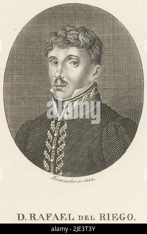 Portrait de Rafael del Riego, imprimeur: Friedrich Rossmässler, (mentionné sur l'objet), 1822, papier, gravure, h 140 mm - l 104 mm Banque D'Images