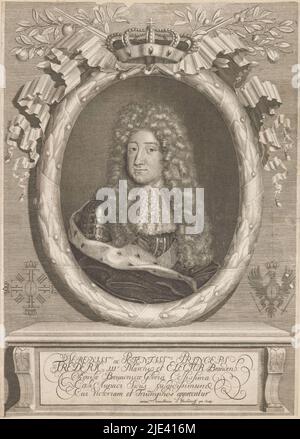 Portrait de Friedrich Wilhelm I, roi de Prusse, Martin Bernigeroth, 1713 - 1733, imprimerie : Martin Bernigeroth, Leipzig, 1713 - 1733, papier, gravure, h 151 mm × l 92 mm Banque D'Images