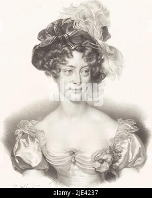 Portrait de Maria Carolina de Bourbon-Sicile, Zéphirin Félix Jean Marius Belliard, 1829, Imprimeur: Zéphirin Félix Jean Marius Belliard, (mentionné sur objet), imprimeur: veuve Delpech (Naudet), (mentionné sur objet), Paris, 1829, papier, h 464 mm × l 330 mm Banque D'Images