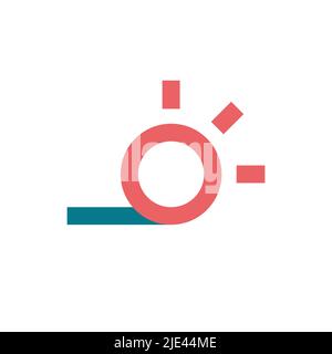 Été linéaire simple pictogramme du soleil et de la mer. Icône de ligne de paysage abstraite. Logo minimaliste moderne. Logotype de vecteur de voyage Illustration de Vecteur
