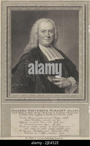 Portrait de Johannes Oosterdijk Schacht, Pieter Tanjé, après Jan Maurits Quinkhard, 1753 ans, Johannes Oosterdijk Schacht, philosophe et professeur de médecine à Utrecht. Ci-dessous dans la marge un texte de huit lignes en latin., imprimerie: Pieter Tanjé, (mentionné sur l'objet), après: Jan Maurits Quinkhard, (mentionné sur l'objet), Pieter Burman, (mentionné sur l'objet), imprimerie: Amsterdam, Éditeur: Utrecht, éditeur: Utrecht, 1753, papier, gravure, gravure, h 300 mm × l 197 mm Banque D'Images
