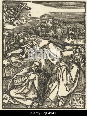 Christ sur le Mont des oliviers, Albrecht Dürer, 1508 - 1509, Christ priant dans le jardin de Gethsemane, tandis que ses disciples dorment autour de lui. Cet imprimé était probablement une fois destiné comme partie de la série d'impression "The Little passion", mais a été rejeté par Dürer et remplacé par un autre design., imprimerie: Albrecht Dürer, (mentionné sur l'objet), Neurenberg, 1508 - 1509, papier, h 127 mm × l 99 mm Banque D'Images