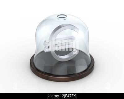 Symbole euro sous le dôme sur fond blanc. 3d illustration. Banque D'Images