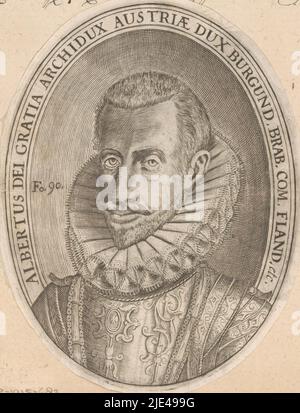 Portrait d'Albrecht, Archiduc d'Autriche, anonyme, 1600 - 1699, à gauche: FO. 90., imprimeur: anonyme, 1600 - 1699, papier, gravure, gravure, h 130 mm - l 99 mm Banque D'Images