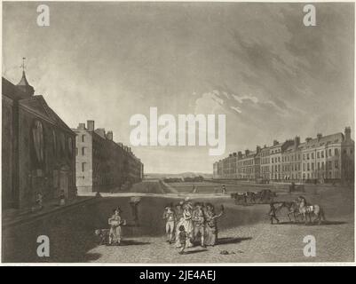 Vue de Queen Square à Londres, Robert Pollard (I), après Edward Dayes, 1789, imprimerie: Robert Pollard (I), (mentionné sur l'objet), imprimerie: Robert Dodd, (mentionné sur l'objet), après: Edward Dayes, (mentionné sur l'objet), Londres, Jul-1789, papier, gravure, h 445 mm × l 551 mm Banque D'Images